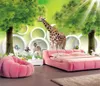 Papier peint personnalisé 3d de bon augure fort girafe 3D salon chambre fond décoration murale papier peint