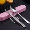 Stainless Portable Stainless Steel Tableware Set Promotional Portable Two-piece Spoon Chopsticks Set With PP Box Spoon/Chopsticks Kit DH0410