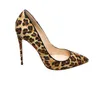 Mode Designer Leopard Print Hoge Hakken Vrouwen Sexy Pumps Plus Size Lady Dress Schoenen Puntschoen Teen 12 Cm Bridal Trouwschoenen