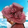 شاشة أزياء المرأة الأورجانزا قبعة الصيف زهرة شاطئ أحد قبعة حفل زفاف الكنيسة الزهور قبعة 20 لون 100pcs التي T1I1930