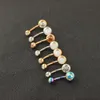 Kirurgisk stål Opal Rose Navel Belly Button Ring Barbell Crystal Piercing Sexiga Belly Bars Ringar Bell Body Pircing