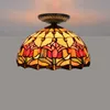 12 inch bloem gebrandschilderd glas Tiffany stijl plafondlamp lamp mediterrane retro lampen indoor decoratieve hanglampen