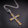 Big Cubic Zirconia Mens Hiphop Cross Pendant Halsband Ice Out 18K Guldpläterade Hip Hop Smycken