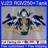 Body + Tank för SUZUKI VJ21 RGV250 88 94 95 96 97 98 309HM.27 RGV-250 VJ23 Lucky White Hot VJ 22 RGV 250 1988 1994 1995 1996 1997 FAIRING