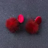 Wholesale-hair ball ear stud women Korean style lovely earrings Autumn and winter three colors red blue black free shipping