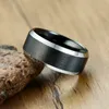 Silver Färg Vigselring för män 316L Rostfritt stål Svart färg Anillos Hombre Engagement Tillbehör