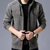 Suéteres de los hombres Invierno Estilo coreano Moda Hombres Manga larga Forro de piel Cremallera Abrigos casuales Hombre Sweatercoat Slim Fit Warm Outwear Plus Size