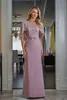 2020 Damen-Designer-Kleider für die Mutter des Bräutigams in Lavendel mit Spitzen-Bolero-Schleifenband, Kleid für die Brautmutter, formelle Abendkleider, Jacken
