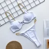 Sexy Push Up Thong Bikini 2020 Ketting Zwartpak Vrouwelijke Hoge Cut Swimwear Dames Biquini Summer Bathers Badpak Beachwear