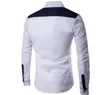 Wholesale- 2017 New Arrival Long Sleeve Solid Men Shirt Casual Turn-down Collar Blouse Patchwork High Quality Chemise Homme MXB0258
