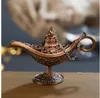 Elegant Vintage Metal Carved Aladdin Lamp Light Wishing Tea Oil Pot Decoration Collectable Saving Collection Arts Craft Gift8525494