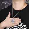 GUCY Neue Nach Maß Foto Runde Medaillons Halskette Anhänger mit 4 MM Tennis Kette Kubischen Zirkon männer Hip hop schmuck