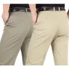 Style d'été mince hommes pantalons décontractés taille haute coton hommes lâche droite longs costumes pantalons d'âge moyen pantalons de loisirs d'affaires