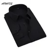 AOWOFS Social Shirt Black Mens Dress Shirts Long Sleeve Office Work Shirts Big Size Mens Clothing 8XL 5XL 7XL 6XL Custom Wedding1