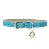 Collar de gato de 16 colores puros, Material de PU, campana, correa para el cuello de gato, collares de seguridad para gatitos, collar de Chihuahua, accesorios para gatos