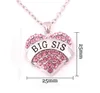 Charm Pink Crystal Heart Necklace 'BIG SIS MIDDLE SIS LITTLE SIS BABY SIS' Sister Birthday Gifts Women Girl Jewelry10pcs254j