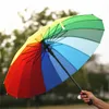 Rainbow Paraply Women 16k Rainproof Windproof Long Handle Paraplyer Stark ram Vattentät stor färgstark regnbåge Paraply DH1371002826