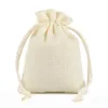 100ピース7×9 cmリネンジュート巾着ギフトバッグ袋の結婚式の誕生日パーティーの靴ひものギフトバッグジュエリー包装袋
