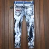 Chaud hommes rétro Patchwork neige coupe ajustée jean créateur de mode jambe droite Denim gros homme pantalon grande taille 29-42 JB170