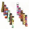 Hot Party Favor Neoprene Wristlet Nyckelringar Lanyard Serape Print med bandband Split Ring Key Chain Holder Hand Wrist Lanyard Keychain för tjejer / Kvinnor