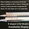 T4 T5 T8 Bracket Licht Männliche und weibliche Steckverbinder Dual-Stecker Netzkabel für Philips alte Modell Neues Modell NVC (2 Löcher)