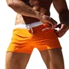 Men Solid Color Swimming Trunks Drawstring Pocket Beach Shorts Swimwear