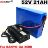 52V 1500W 2000W elektrisk cykelbatteri 51,8V 20AH 25AH 35Ah E-Bike Lithium Batteri för Original Sanyo 18650 Cell + 5A laddare