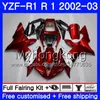 Bodys for YAMAHA YZF R 1 YZF 1000 YZF-1000 YZFR1 02 03 هيكل السيارة 237HM.9 YZF R1 02 YZF1000 مصنع أحمر غامق YZF-R1 2002 2003 Fairing Frame