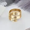 Presente personalizado gravado 3 nomes anel anéis ajustáveis ​​de aço inoxidável para mulheres jóias de aniversário (jóia RI103745)
