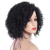 1B Noir Afro Bouclés Perruques pour Femmes Côté Partie Synthétique Cheveux Courts Perruque Complètement Résistant À La Chaleur Amérique Cheveux Naturels