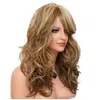 Multi cor médio longo estilo de cabelo peruca cheia do laço ondulado cabelo oblíquo franja encaracolado perucas de cabelo humano 3847404