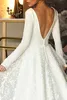 Princess Lace Stain Wedding Dresses Long Sleeve Luxury Designer V-neck Church Garden Bride Informal Wedding Gown Robe de mariee