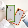 Frame colorido à prova de choque de vidro temperado de telefone capa para iPhone XR XS X XS Max 8 7 6 6S Plus Color Doce Transparente Back Cover