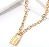 Or argent couleur cadenas pendentif collier flambant neuf Rolo câble chaîne collier collier ras du cou collier femme femmes