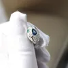 Designer New 925 Sterling Silver Cubic Zircon Blue Crystal Diamonds Stone små örhängen 18k Guldpläterade festsmycken för kvinnor6654424