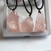 10 Stücke Natürliche Unregelmäßige Form Edelstein Rosenquarz Healing Crystal Original Stein Anhänger auf Verstellbares Seil Schmuck Halskette für Männer Frauen