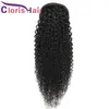 Kinky Curly Pony Tail Peruvian Remy Human Hair Drawstring Ponytails Clip In Extensions Naturfärg Tjock Bun Ponytail för svarta kvinnor