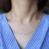 2017 three color 100% 925 sterling silver 45cm 85cm 102cm layer long link chain dainty delicate thin silver chain cz necklace