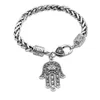 Bracelets de chaîne en argent antique Hamsa bijoux pour femmes hommes filles dame mode élégant main de Fatima mauvais œil coeur bracelet à breloques bracelet cadeaux