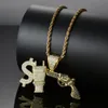 Partihandel-Hip Hop $ Plug Gun Pendant Copper Micro Pave med CZ Stones Halsband Smycken för män och kvinnor CN005