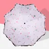 꽃 인쇄 우산 3 접는 방풍 맑은 비오는 우산 블랙 코팅 태양 보호 우산 꽃 우산 DBC BH3151