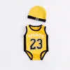 Baby Infant Boy Clothing Rober Girl Basketball 23 Imprimer à manches courtes à manches courtes avec chapeau 100 Coton Coton Claid Clothes211t8913664