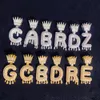 Hip Hop Nome personalizado Colar de colar espumante Crown Letra de pingente de tênis Pingente Colar para homens Mulheres Gold Silver324h