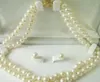 jewelry Miss charm Jew.216 2 Rows Genuine White Pearl 18KGP Clasp Necklace Earrings jewelry set