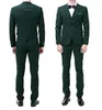 Nowy przycisk One Button Dark Green Groom Tuxedos Notch Lapel Mężczyźni Garnitury Ślub / Prom / Dinner Best Man Blazer (Kurtka + Spodnie + Kamizelka + Krawat) W234