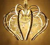 Salon MYY için Post Modern Plaka Altın Kavisli Metal Led Işık Kolye Luster Cristal Armatür Led Süspansiyon Işık Kapalı Aydınlatma