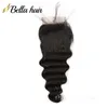 Wefts 100% Human Hair Bundles with Closure Brazilian Virgin HairLoose Deep HairExtensions 4 Bundleswith Lace Closures 4x4 Free Part Bell