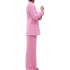 2020 Różowy Damski Spodnie Garnitury Slim Fit Double Breasted V Neck Ladies Office Business Evening Work Wear Tuxedos (Kurtka + Spodnie)