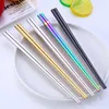 Glossy Titanium Plated Golden High-grade Chopsticks, Colorful Stainless Steel Chopsticks, Good Quality Gold Rainbow Square Chopsticks LX6101