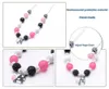 Cute Cow Pendant Necklace Animal Jewelry For Baby Girls Chunky Bubblegum Beads Necklace DIY Adjust Rope Kids Gift